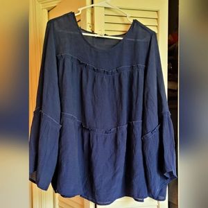 Navy Blue bell sleeve top